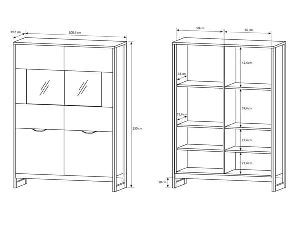FURNLUX VITRINSKÅP ARDEN SVART 109CM