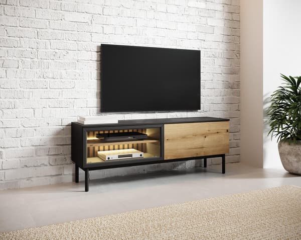 FURNLUX TV-BORD LANG EK & SVART 150CM