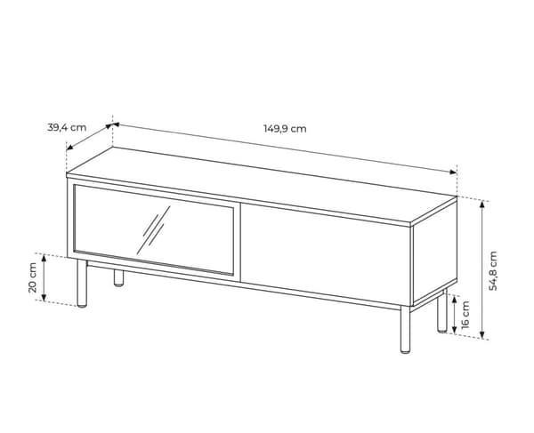 FURNLUX TV-BORD LANG EK & SVART 150CM