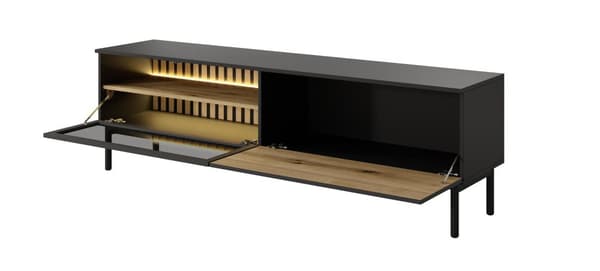 FURNLUX TV-BORD LANG EG & SORT 180CM