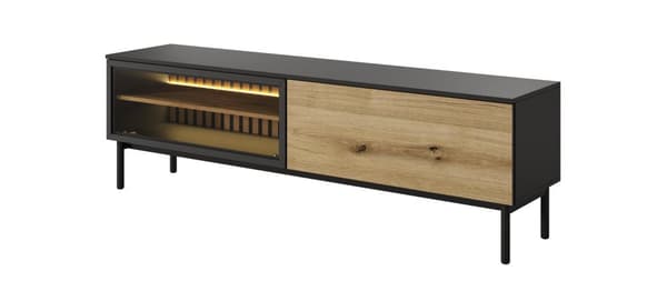 FURNLUX TV-BORD LANG EG & SORT 180CM