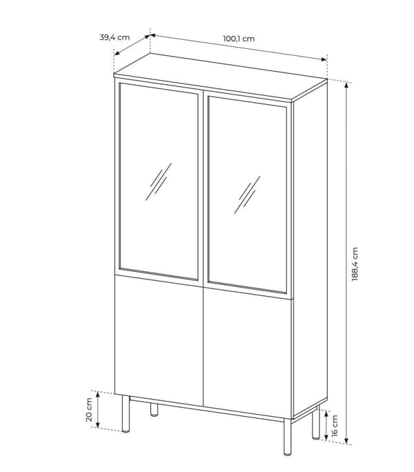 FURNLUX VITRIINI LANG TAMMI & MUSTA 100CM