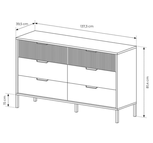 FURNLUX BYRÅ BALTIC BLACK 138CM