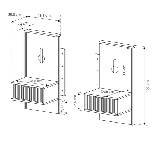 FURNLUX NATBORD BALTISK SORT 51CM