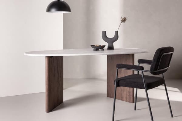FURNLUX MATBORD GRONVIK VALNÖT & MARMORGRÅ 90CM
