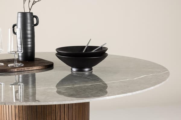FURNLUX RUOKAPÖYTÄ HARON MARMORI HARMAA & PÄHKINÄ 120CM