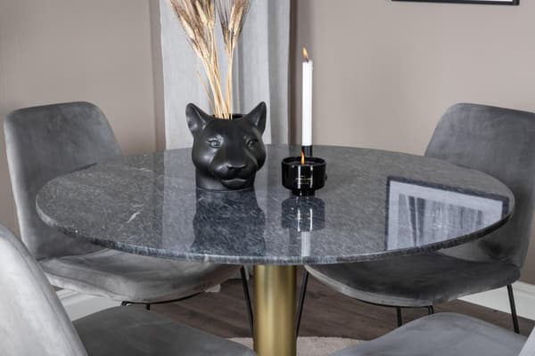 FURNLUX MATBORD ESTELLE MARMOR GRÅ & GULD 106CM