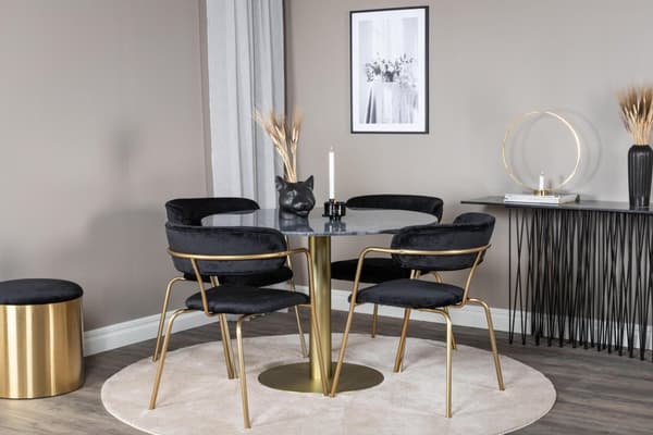 FURNLUX MATBORD ESTELLE MARMOR GRÅ & GULD 106CM