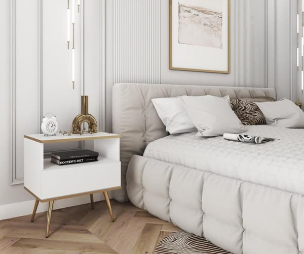 FURNLUX YÖPÖYTÄ ORO VALKOINEN & KULTA 54CM