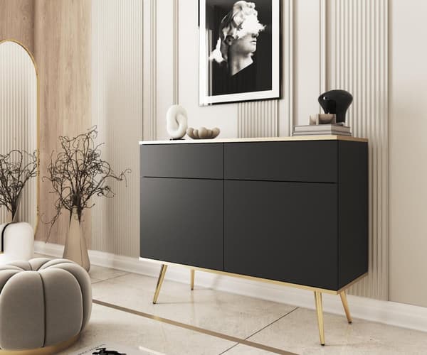 FURNLUX SKÄNK ORO SVART & GULD 107CM