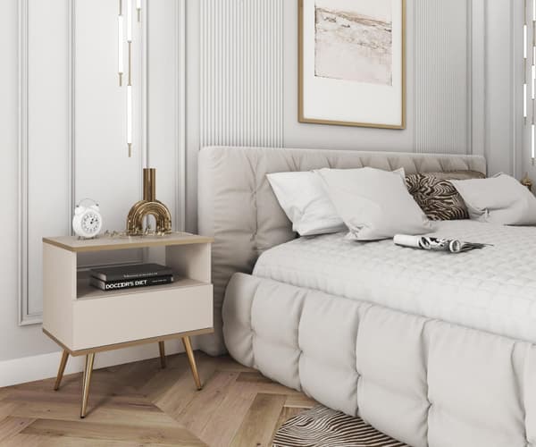 FURNLUX NATTDUKSBORD ORO BEIGE & GULD 54CM