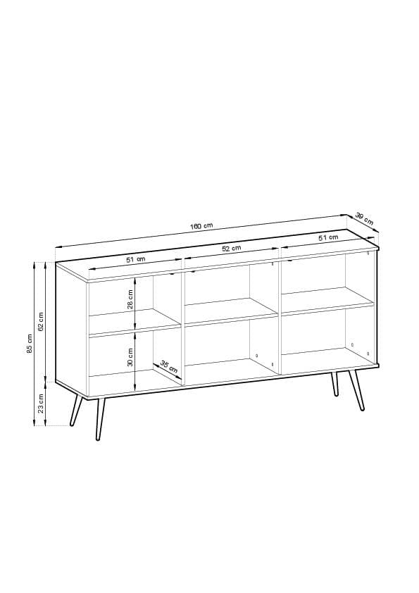 FURNLUX LIPASTO ORO VALKOINEN & MUSTA 160CM