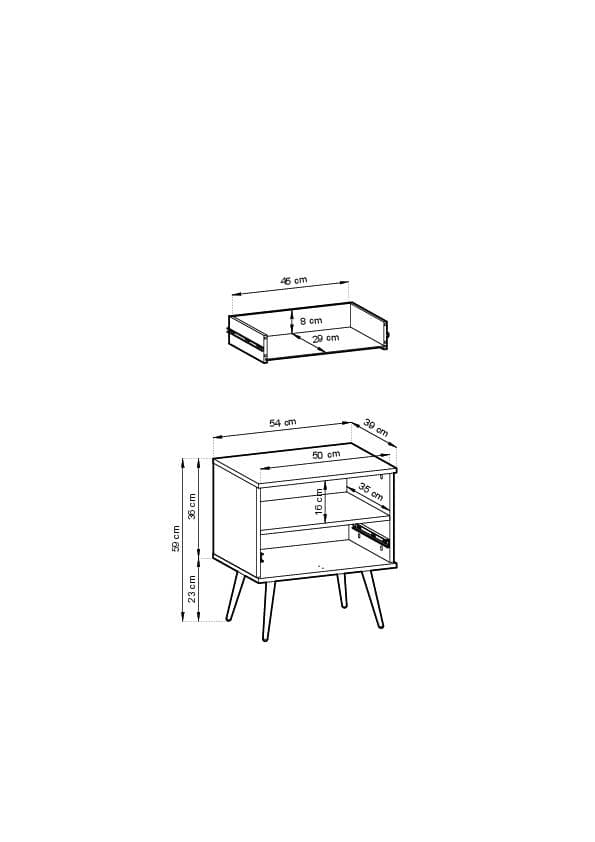 FURNLUX YÖPÖYTÄ ORO VALKOINEN & MUSTA 54CM