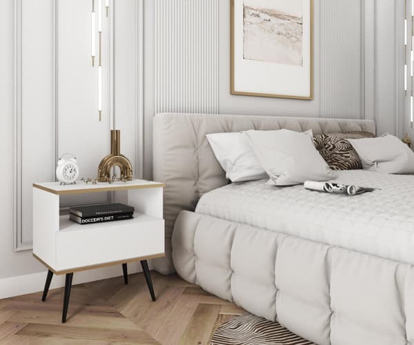 FURNLUX YÖPÖYTÄ ORO VALKOINEN & MUSTA 54CM