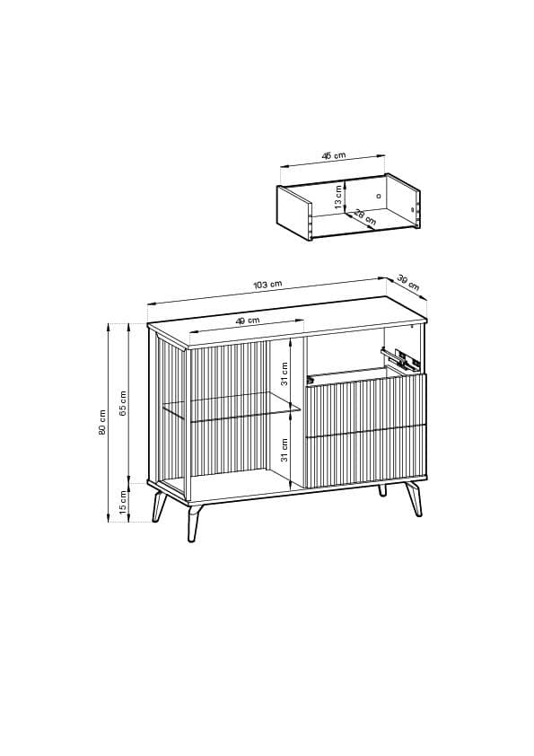 FURNLUX SKÆNK VICI BEIGE & SORT 103CM