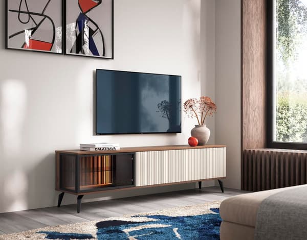 FURNLUX TV-BORD VICI BEIGE & SORT 180CM