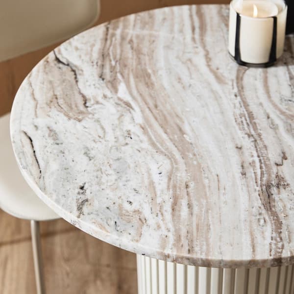 FURNLUX RUOKAPÖYTÄ ERIE MARMORI VALKOINEN & BEIGE 70CM