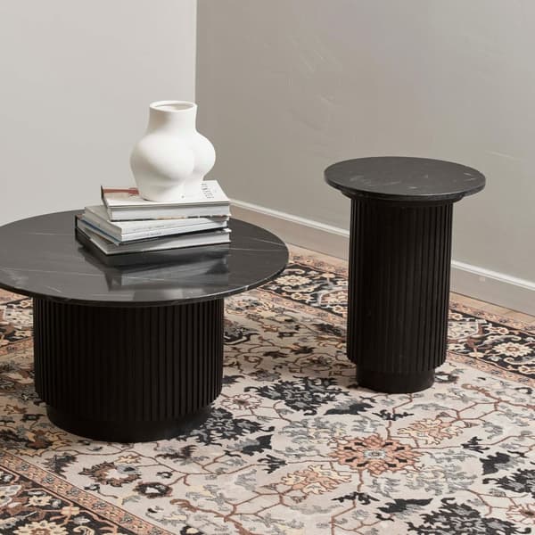 FURNLUX SIVUPÖYTÄ ERIE MARMORI MUSTA & MUSTA 40CM