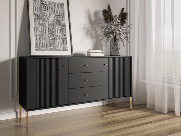 FURNLUX SIVUPÖYTÄ ISEO MUSTA & KULTA 154CM