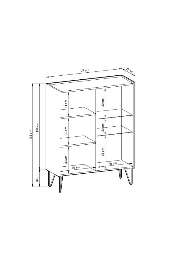 FURNLUX VITRIINI HARMONIA MUSTA & KULTA 97CM