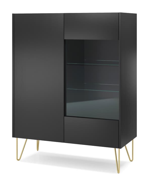 FURNLUX VITRIINI HARMONIA MUSTA & KULTA 97CM