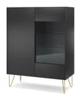 Pikkukuva 1 / 6: FURNLUX VITRIINI HARMONIA MUSTA & KULTA 97CM