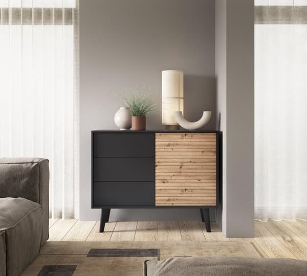 FURNLUX SKÄNK WILLOW SVART & BEIGE 104CM