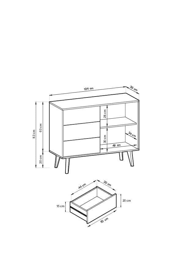 FURNLUX SKÄNK WILLOW SVART & BEIGE 104CM