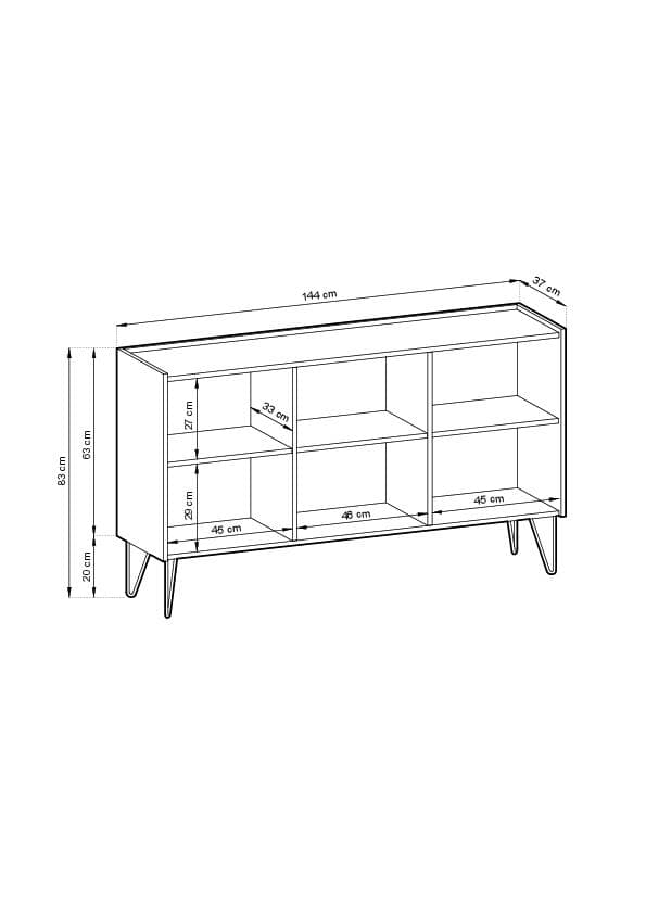 FURNLUX LIPASTO HARMONY MUSTA & KULTA 144CM