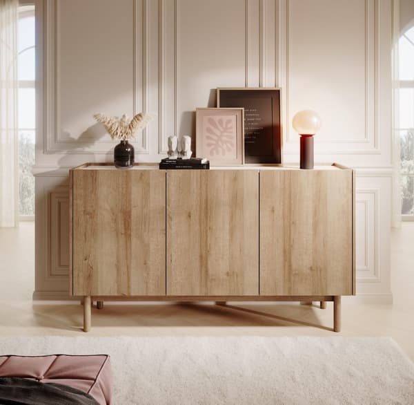 FURNLUX SKÄNK BOHO BEIGE & VIT 144CM