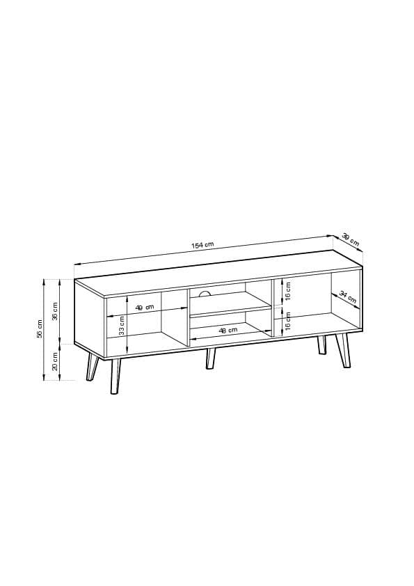 FURNLUX TV-BORD WILLOW SORT & BEIGE 154CM