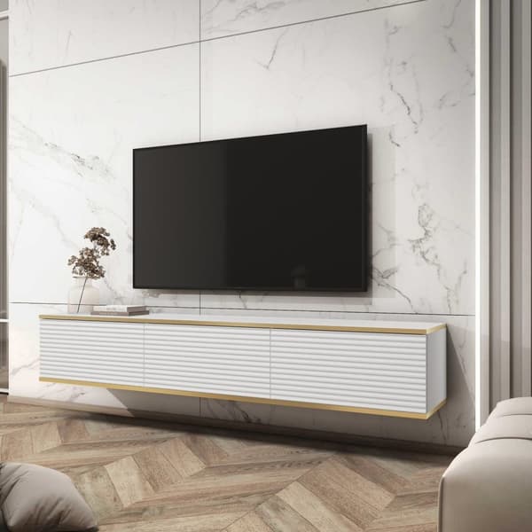 FURNLUX TV-BÄNK ORO MDF VIT & GULD 175CM