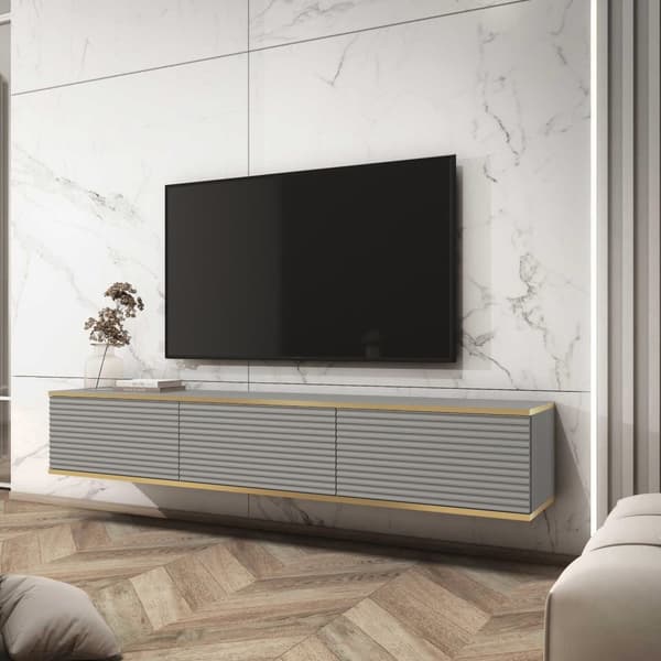 FURNLUX TV-BÄNK ORO MDF GRÅ & GULD 175CM