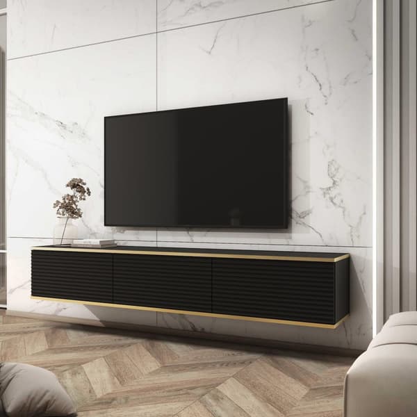FURNLUX TV-BÄNK ORO MDF SVART & GULD 175CM