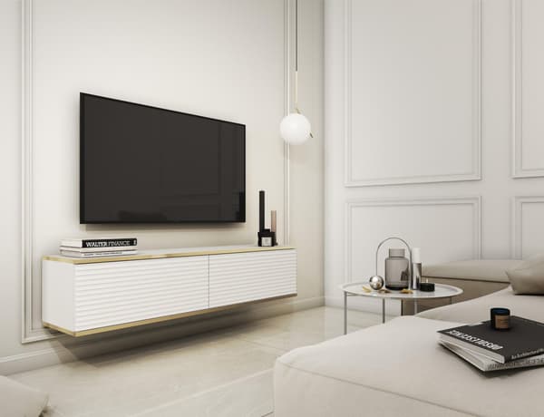FURNLUX TV-TELINE ORO MDF VALKOINEN & KULTA 135CM
