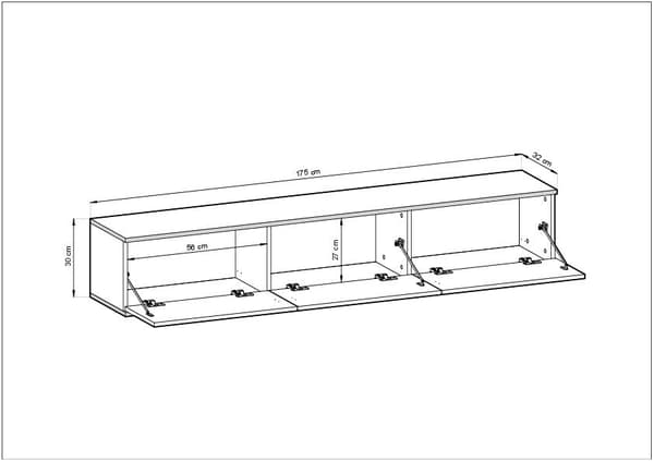 FURNLUX TV-TELINE ORO VALKOINEN & KULTA 135CM