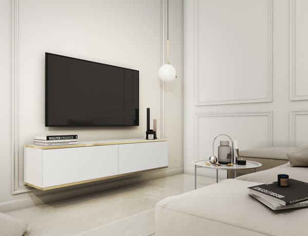 FURNLUX TV-TELINE ORO VALKOINEN & KULTA 135CM