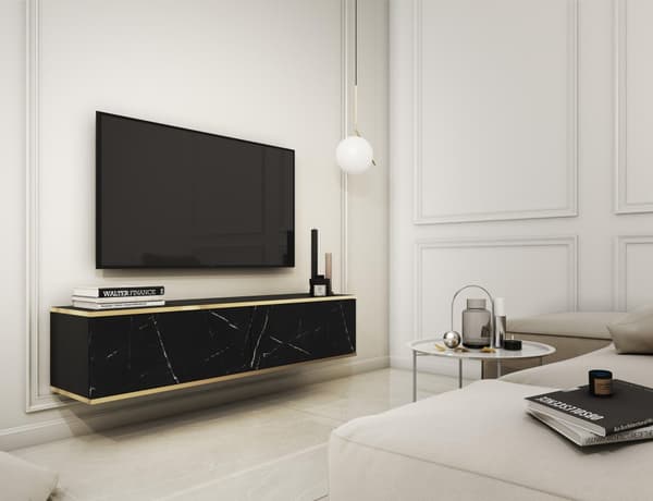 FURNLUX TV-BÄNK ORO MARMOR & GULD 135CM