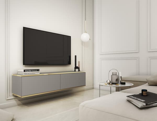 FURNLUX TV-BÄNK ORO GRÅ & GULD 135CM