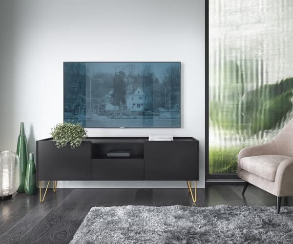 FURNLUX TV-TELINE HARMONY MUSTA & KULTA 144CM