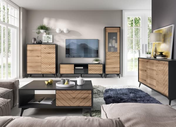FURNLUX TV-TELINE TIMANTTI BEIGE & MUSTA 154CM
