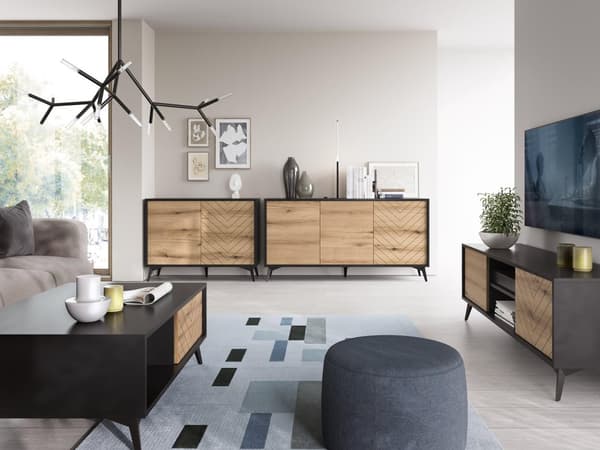 FURNLUX TV-TELINE TIMANTTI BEIGE & MUSTA 154CM