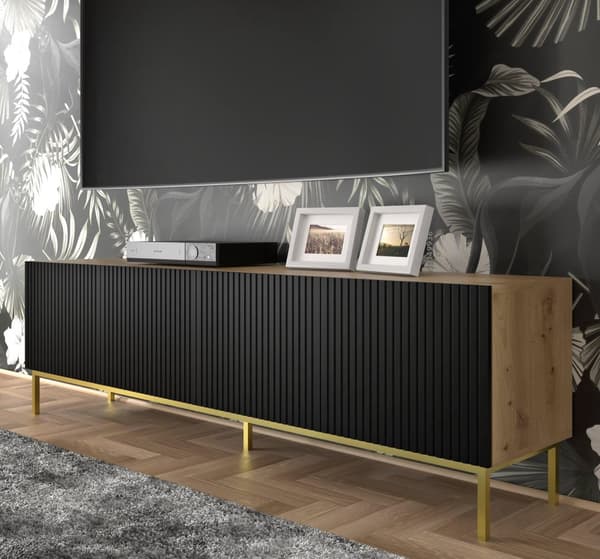 FURNLUX TV-BÄNK RAVENNA B BEIGE & SVART & GULD 200CM