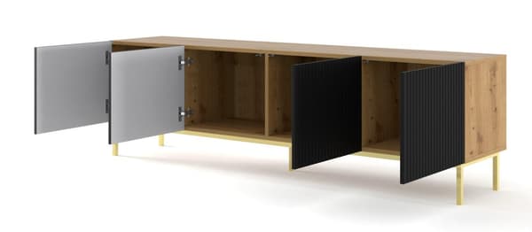 FURNLUX TV-BÄNK RAVENNA B BEIGE & SVART & GULD 200CM