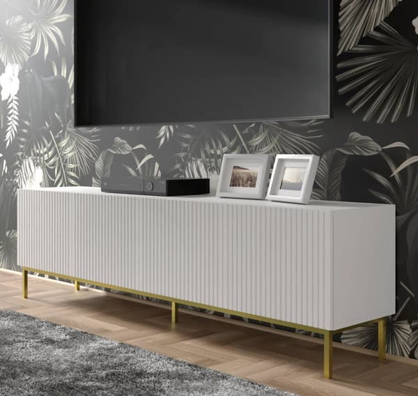 FURNLUX TV-BÄNK RAVENNA B VIT & GULD 200CM
