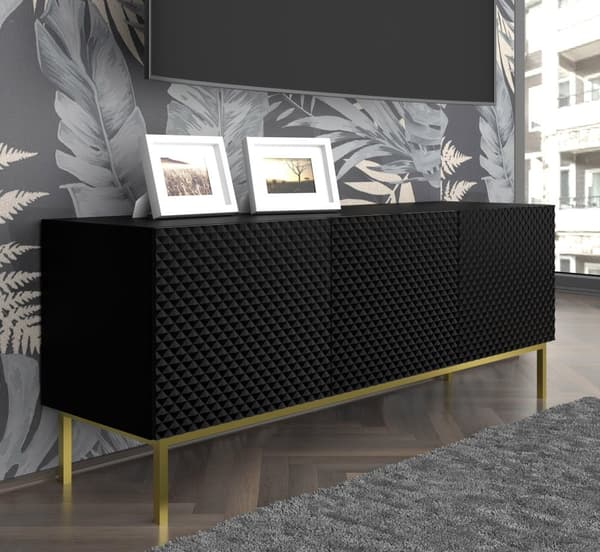FURNLUX TV-BÄNK RAVENNA C SVART & BLANK SVART & GULD 150CM