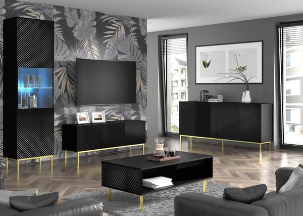 FURNLUX TV-BÄNK RAVENNA C SVART & BLANK SVART & GULD 150CM