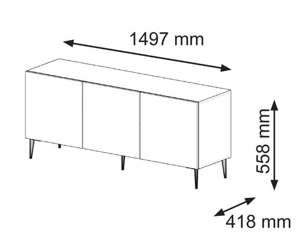 FURNLUX TV-TELINE RAVENNA C MUSTA & KIILTÄVÄ MUSTA & KULTA 150CM