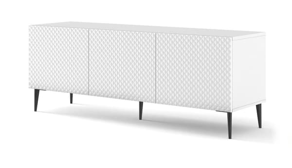 FURNLUX TV-BORD RAVENNA C WHITE & GLOSSY PURE WHITE & BLACK 150CM
