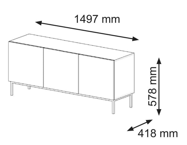 FURNLUX TV-TELINE RAVENNA C VALKOINEN & KIILTÄVÄ PUHDAS VALKOINEN & KULTA 150CM